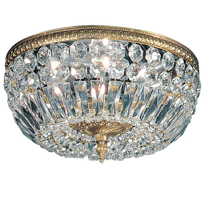 Plafonnier encastré 3 lumières unique Hailsham, Italien, Bronze du vieux monde, H 9 po x l 24 po x P 24 po