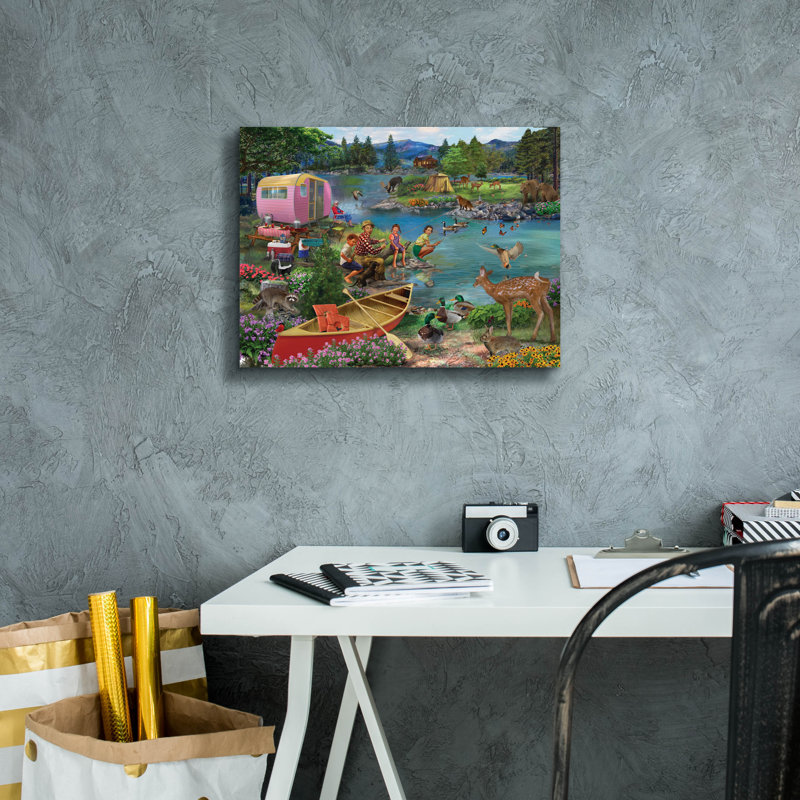 «Angling For Fun» par Bigelow Illustration, H 12 po x l 16 po x P 0,75 po
