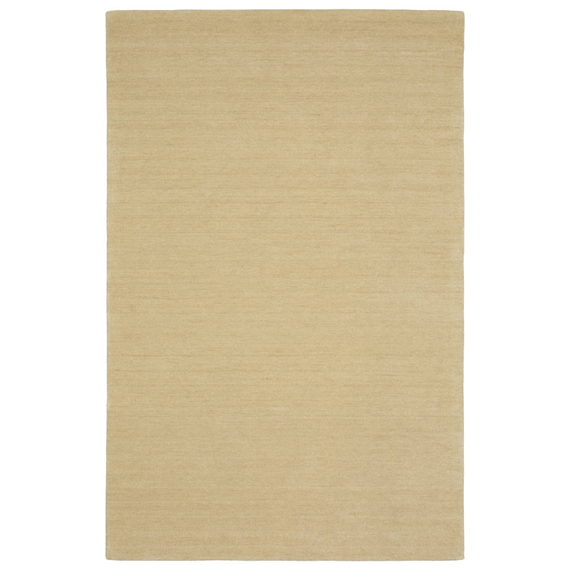 Yolandi Beige Solid Color Hand Tufted Wool Area Rug, Rectangle 5' x 8'