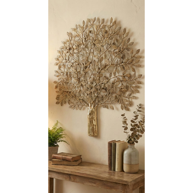 Arbre de vie suspendu à la main en laiton 23 po - symbole de banian, décor élégant inspiré de la nature pour le salon, la chambre à coucher ou le vestibule