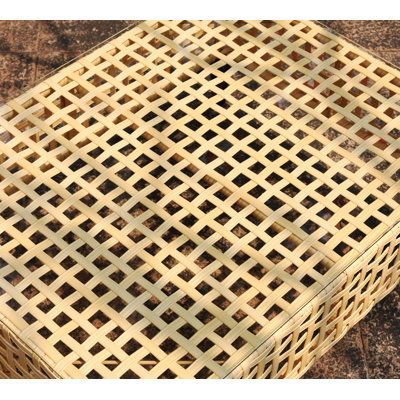 Outdoor Patio Coffee Table With Tempered Glass Top, Handwoven PE Wicker With Metal Frame, All-Weather Rattan Table For Patio Furniture, Balcony, Backyard & Garden