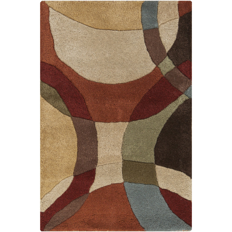 Tapis chocolat / rouge en laine touffeté à la main Ayeln, Rectangle 2 pi x 3 pi