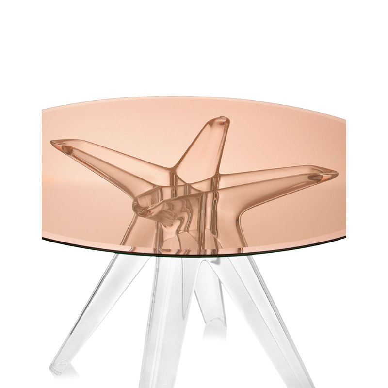 Sir Gio Round Glass Dining Table, Transparent, Bronze