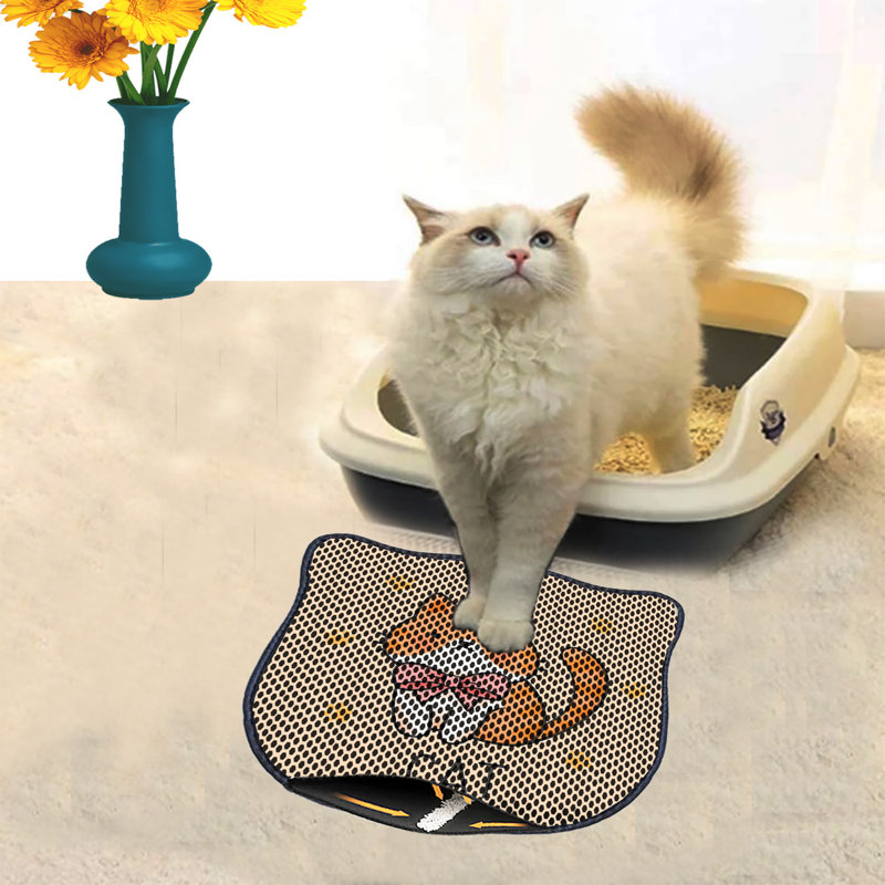 Durable Cat Litter Mat, 15.7 x 19.7 inches | 50% PVC / 50% Polyester, Machine Washable & Vacuum Friendly | Perfect for Easy Cleanup, Non-Slip Design to Keep Your Home Clean & Fresh, Ideal for Pet Owners