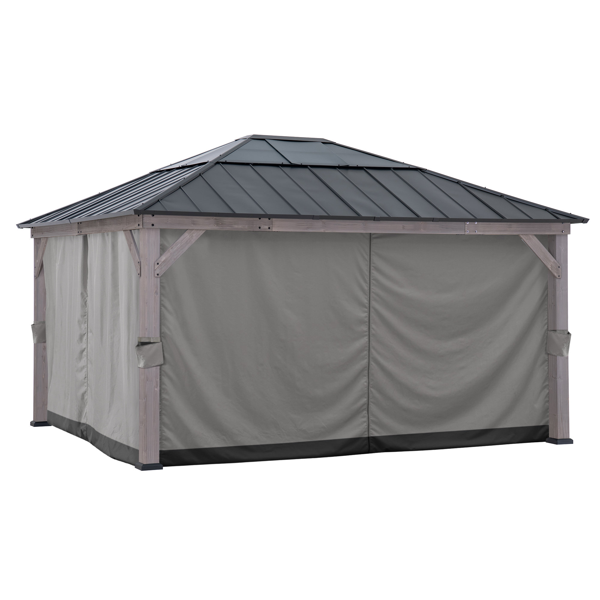 SUNJOY Replacement Curtains for 13 ft. × 15 ft. Wood-Framed Gazebos ...