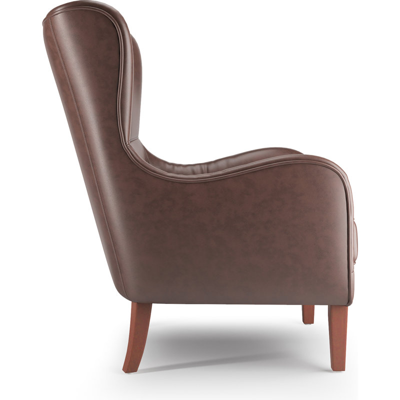 Morgan Chocolate Brown Faux Leather Wingback Accent Chair