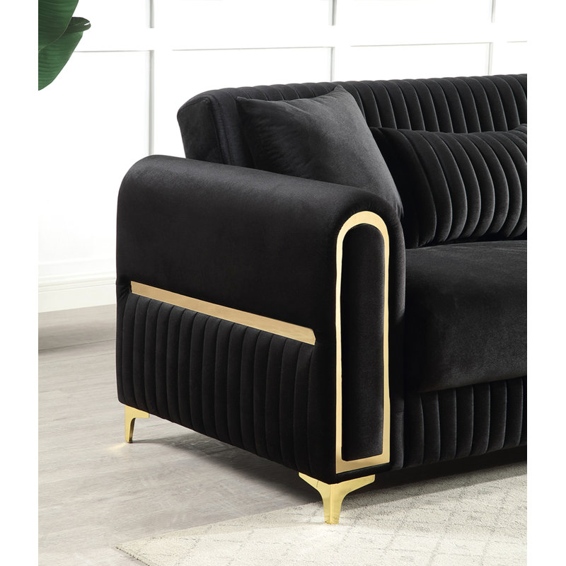 Causeuse rembourrée noire Ruby