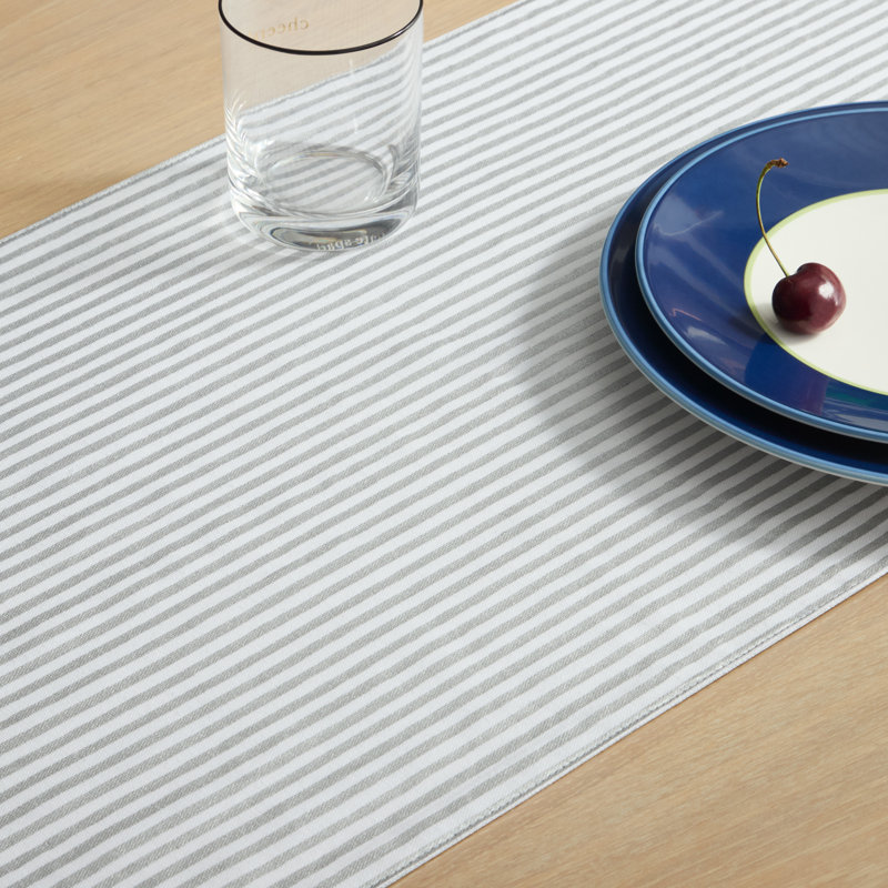 Striped Table Runnner, Silver/White