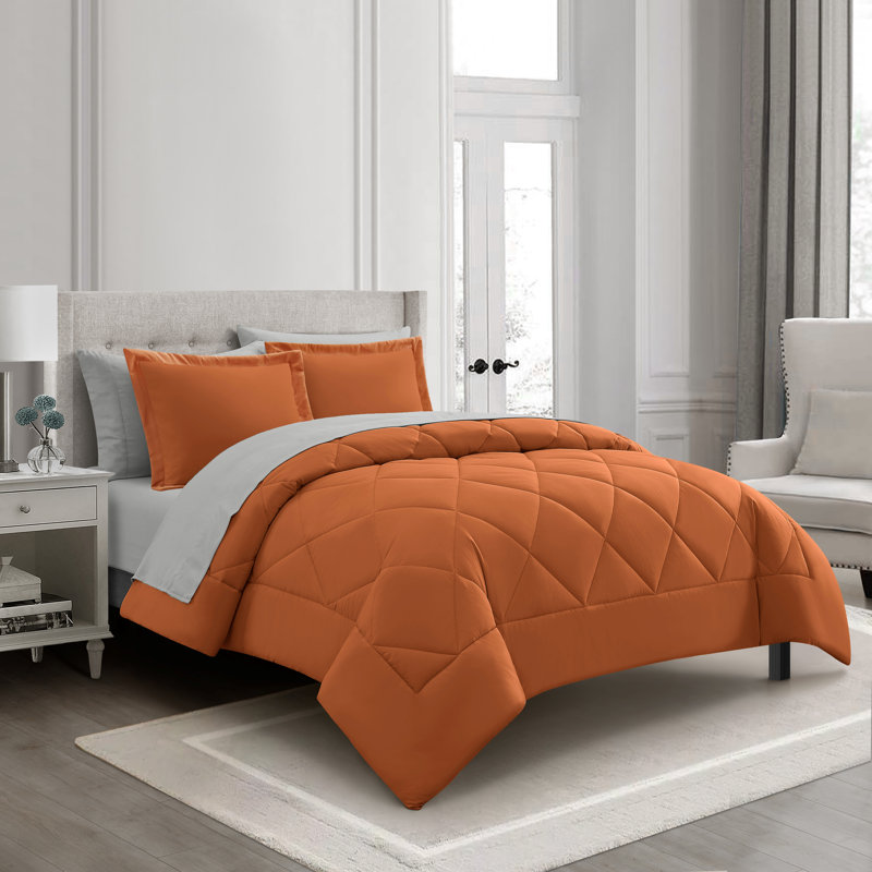 Anneli 7 Piece Quilted Comforter Set, Burnt Orange, Full Comforter + 6 Additional Pieces