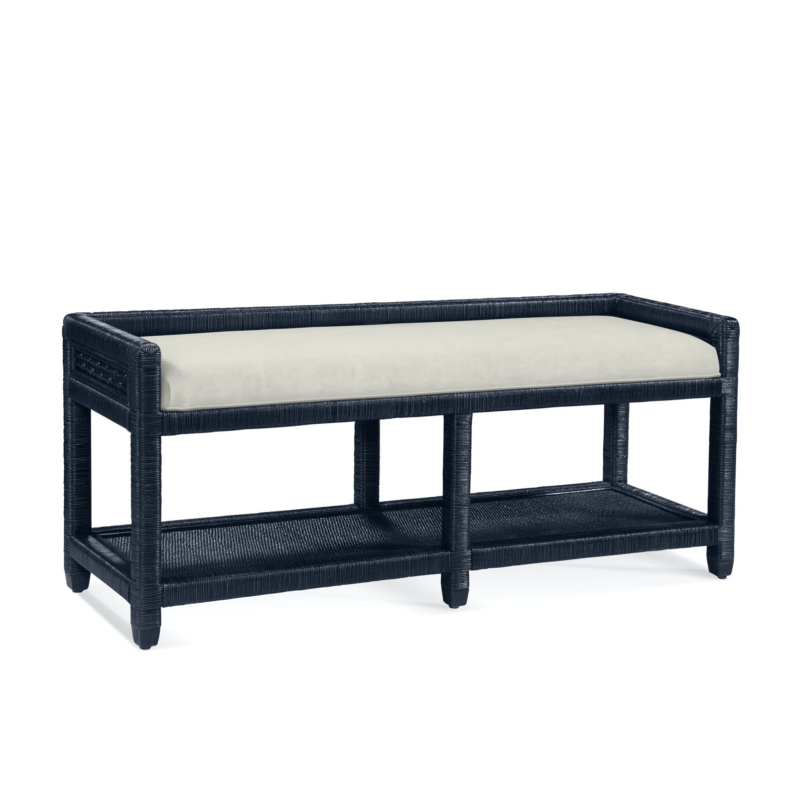 Silvio 54" Storage Bench, Blue Buffalo Check; 0120-61, Navy