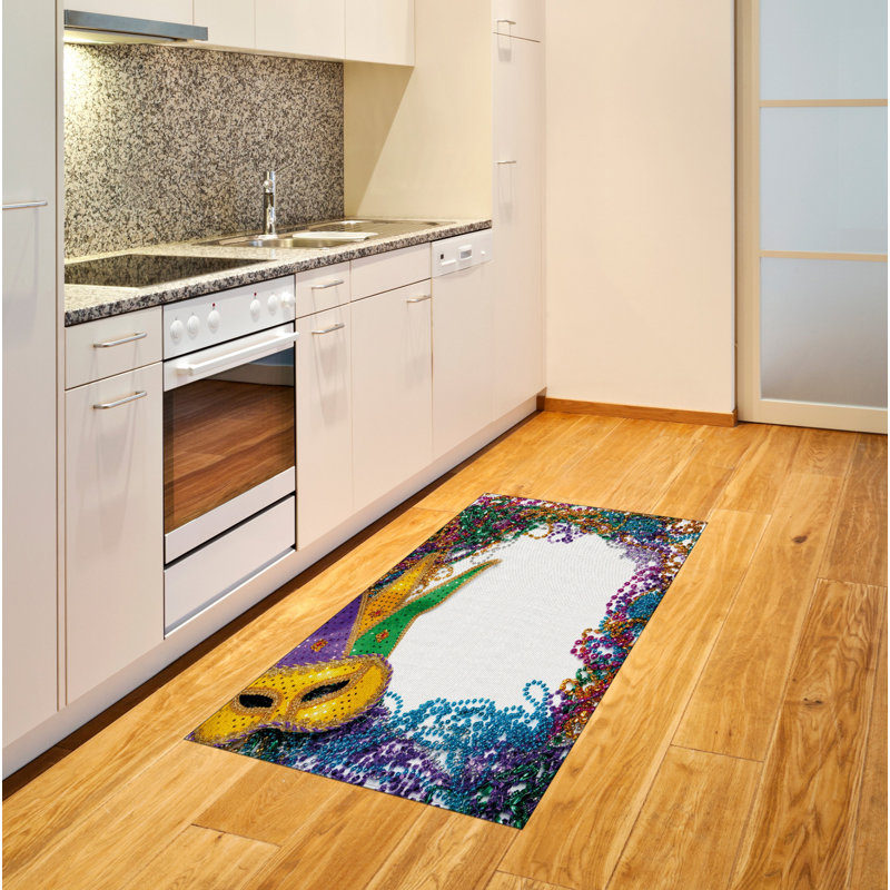 Tapis décoratif en fibres de polyester à haute densité Mardi Gras, Rectangle— 4 pi x 5 pi 8 po