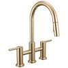 Nicoli Pull-Down Bridge Kitchen Faucet, Champagne Bronze