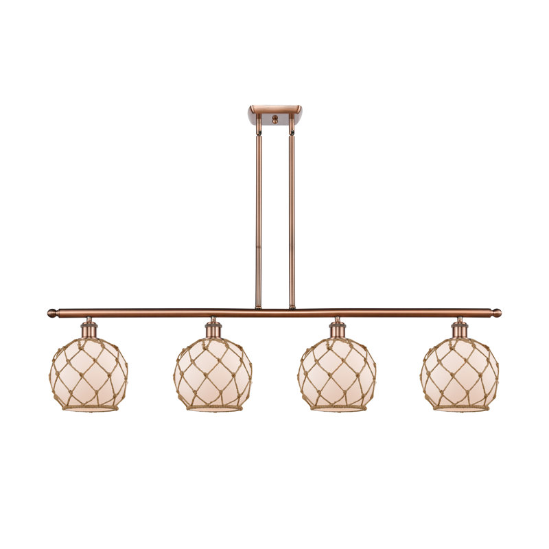 Luminaire suspendu linéaire à 4 lumières pour îlot de cuisine Hillhouse, Ampoule non incluse, Cuivre antique