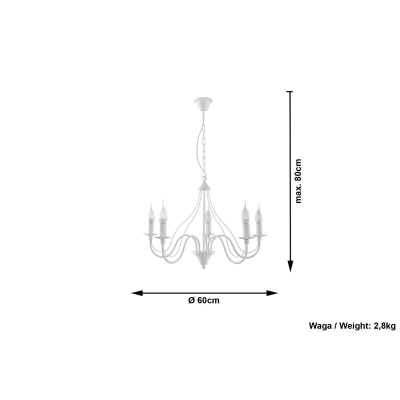 Elnora 5 - Light Candle Style Chandelier, White