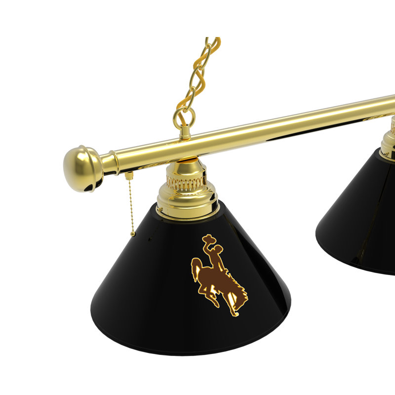 3 - Light Pool Table Lights Pendant, Brass, Wyoming Cowboys