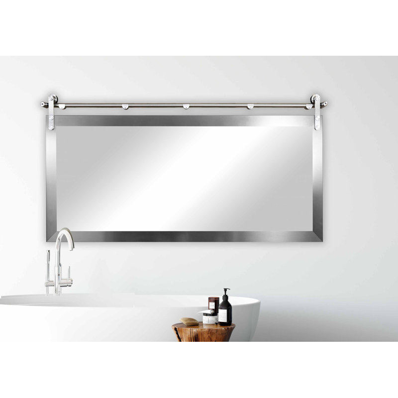 Miroir d'appoint Karlyn, H 30,5 po x l 65,5 po x P 0,75 po, Argent argent