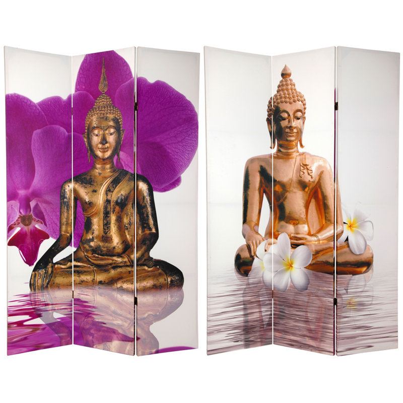 Paravent Bouddha, Purple/Gold