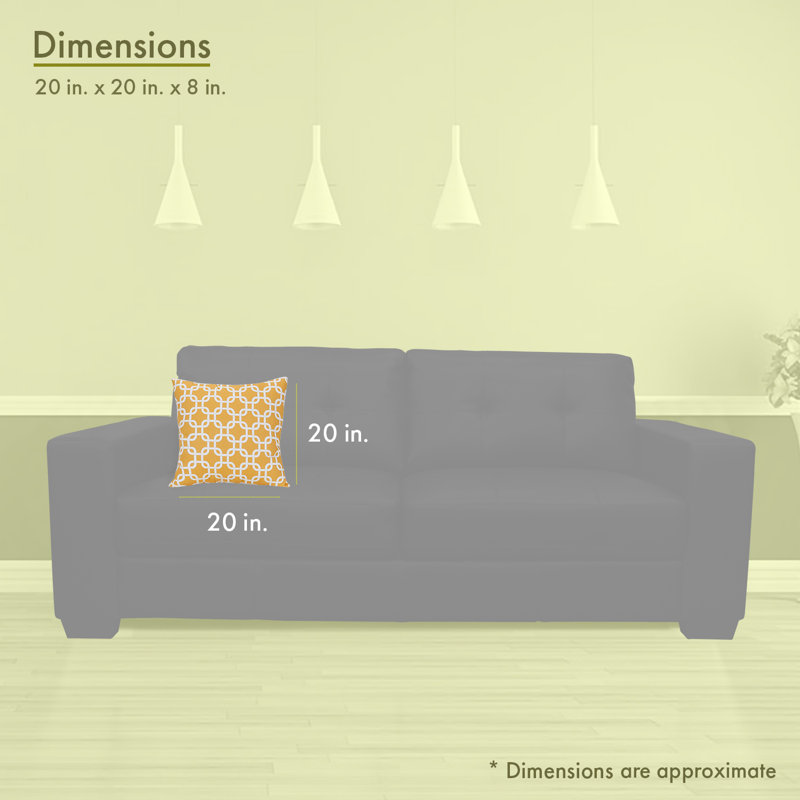 Roysum Geometric Reversible Throw Pillow, 20" x 20", Yellow, Square