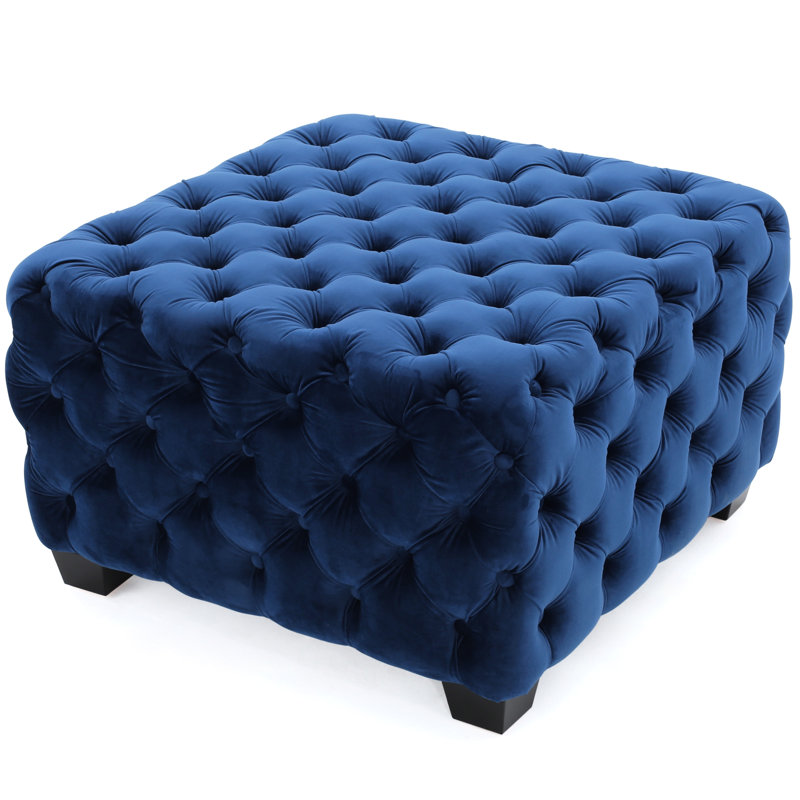 Modern Living Room In Navy Blue Velvet , Look, Button-, 29.26"X29.26"X18.05, Navy Blue