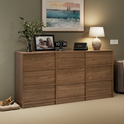 63" W 9 Dresser Drawer For Bedroom, Wood Drawer Dresser With Pull Handle