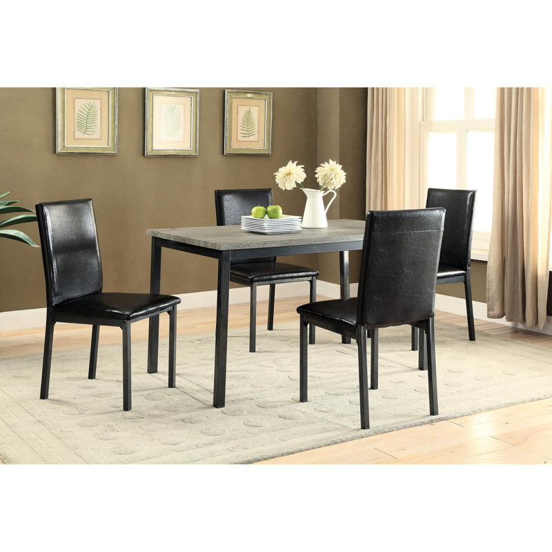 2 chaises rembourrées noires de conception transitionnelle pour salle à manger de 2 rectangulaires avec dossier
