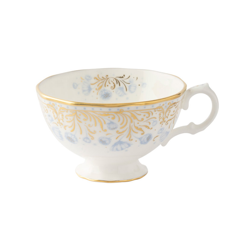 Royal Peony Bone China Teacup, Blue