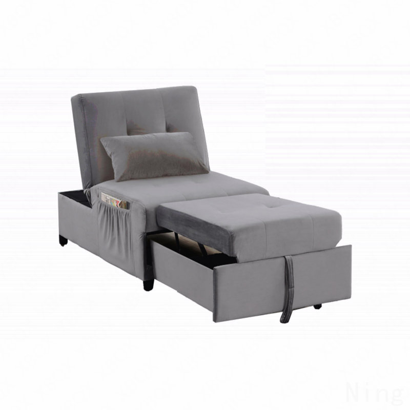 Méridienne convertible en velours gris