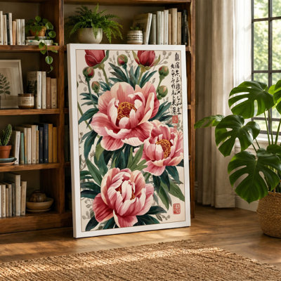 Moonlit Peonies Botanical - Wrapped Canvas