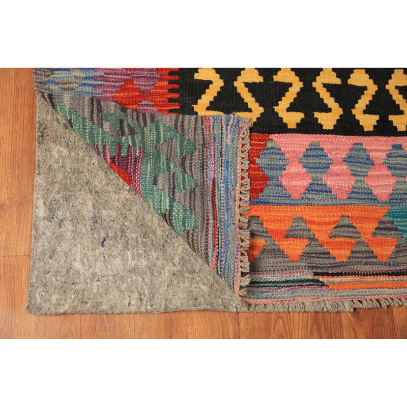 Tapis oriental géométrique en laine Kilim 10 x 13