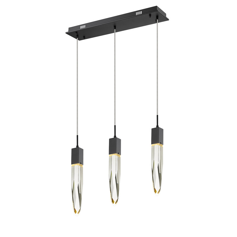 Aspen 3 - Light Pendant, Matte Black, Clear Hand-Carved K9