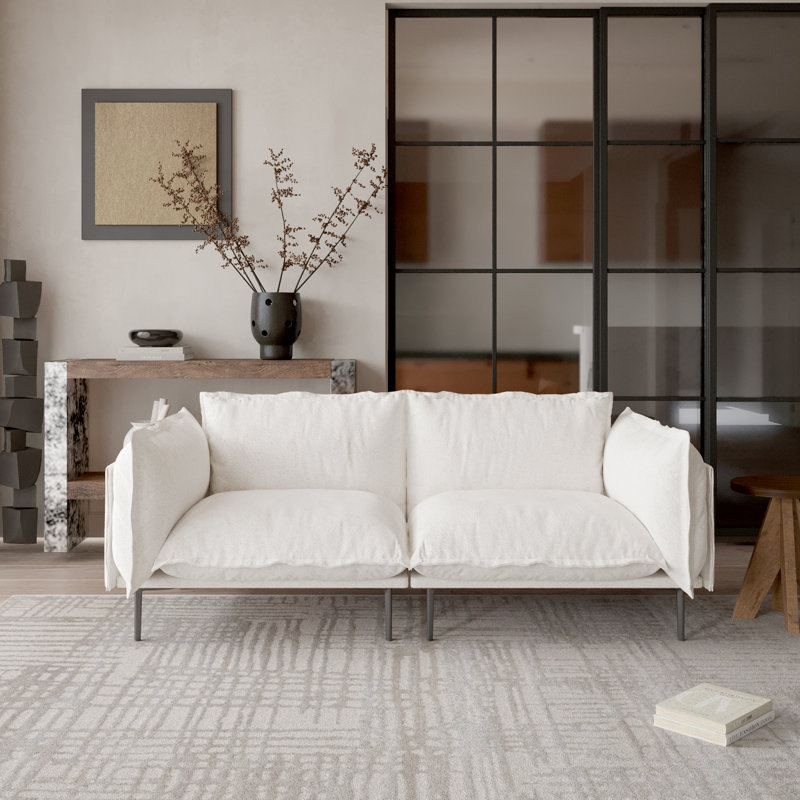 Canapé-lit modulaire en velours de 74,8 po de largeur Aruba, 2 pièces, Beige