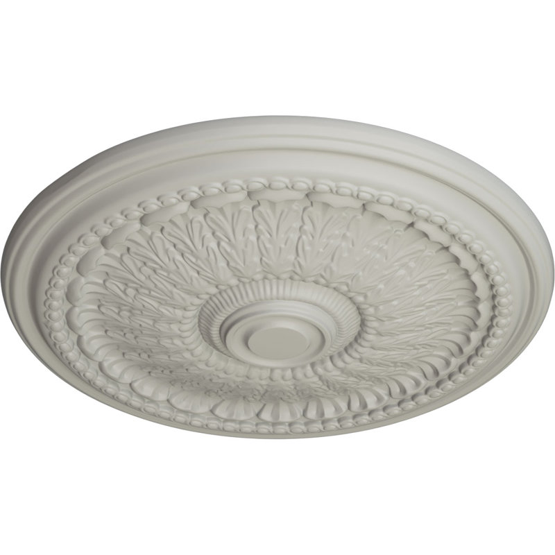 Médaillon de plafond Endurathane Brunswick, DE 27 po x P 2 1/2 po (convient aux auvents jusqu'à 4 1/2 po), pot peint à la main de finition crème