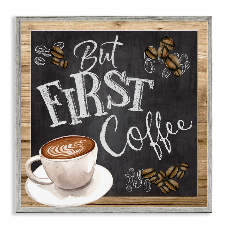 But But Coffee Typographie, tableau latte par haricot par ND Art - impression, L 12 po x H 12 po, Encadré gris