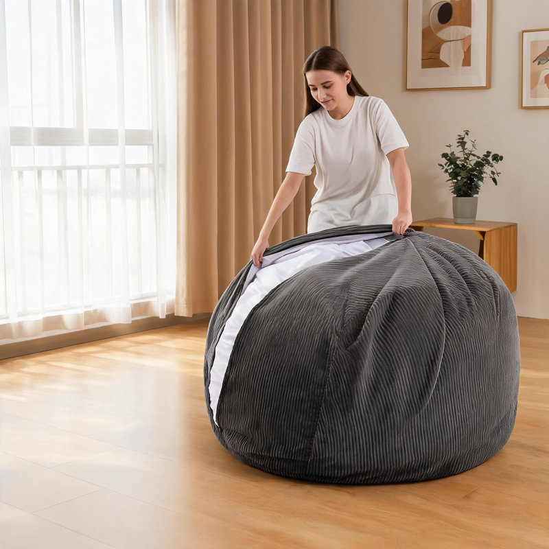 Grand matelas de canapé-lit gris foncé à double usage en velours côtelé confortable, durable, pliable et facile à nettoyer