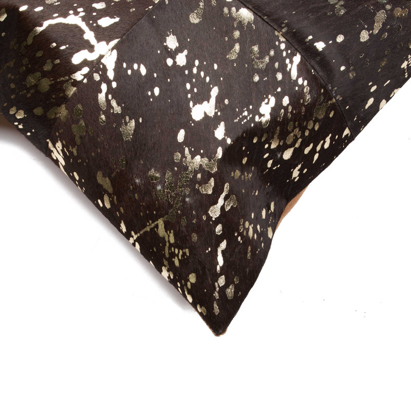 Natural Torino Quattro Color Cowhide Pillow | 2-Pack | 18"x18", Gold/Chocolate