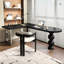 Bureau d'angle en bois massif noir avec pieds en acier inoxydable-1661970807