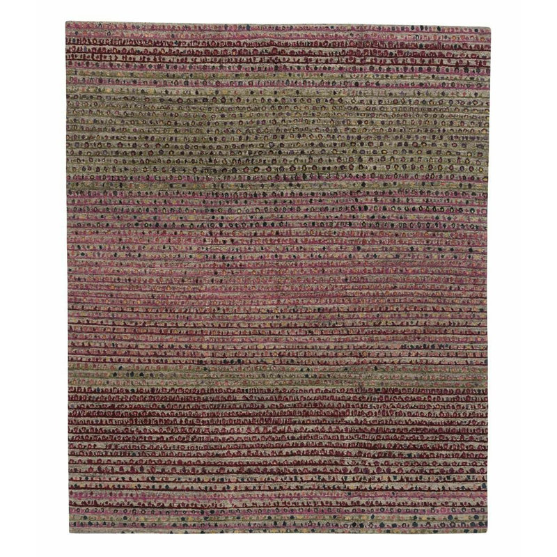 Kushiro Striped Area Rug in Gray/Purple
