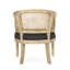 Fauteuil d'appoint rembourré de style campagnard français, avec piètement élégant en cannage et rembourrage généreux.-610123614