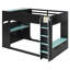 Lit mezzanine double en bois avec bureau réglable, tiroirs et compartiments de rangement - bleu-286415242