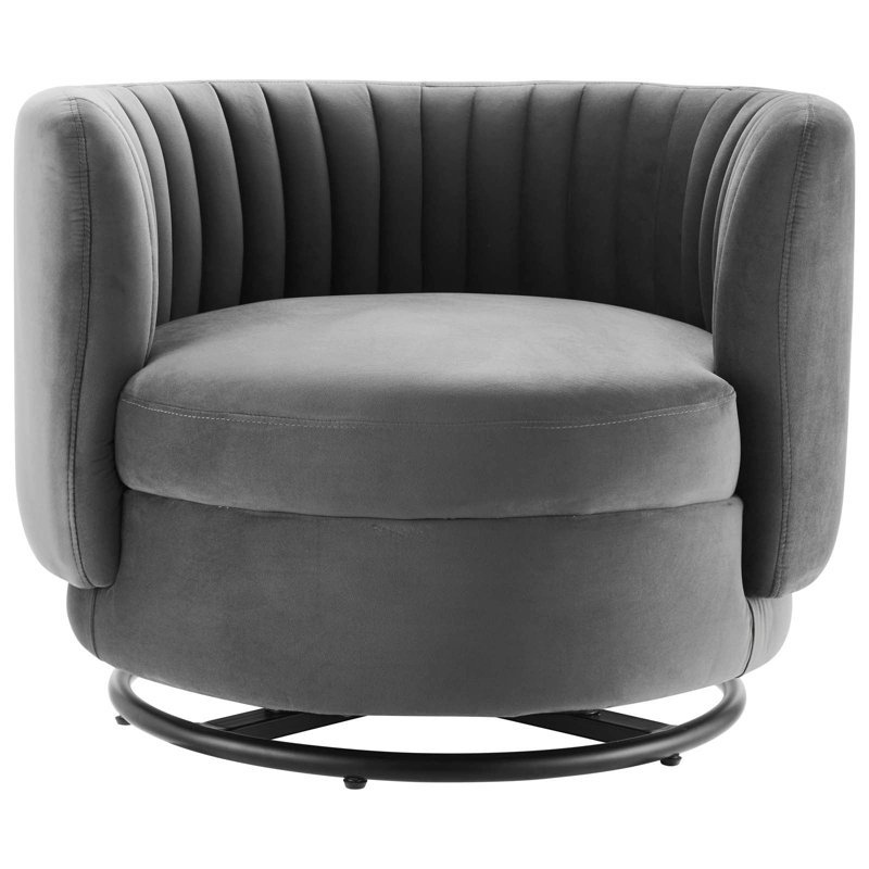 Chaise pivotante en velours Charles Emerald, Velours gris