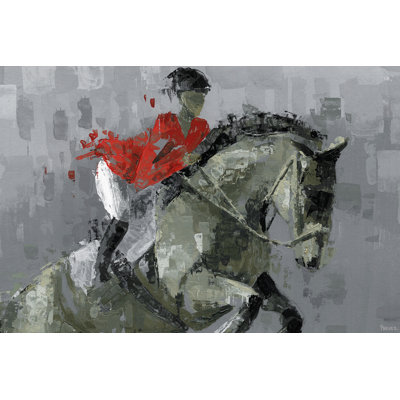 Reproduction d'art sur toile tendue, "Equitation Trick Riding" par Parvez Taj