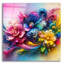  «Flower Paint Splash 3» par Rey Klimt, art mural en verre acrylique, 36 po x 36 po-1194065262