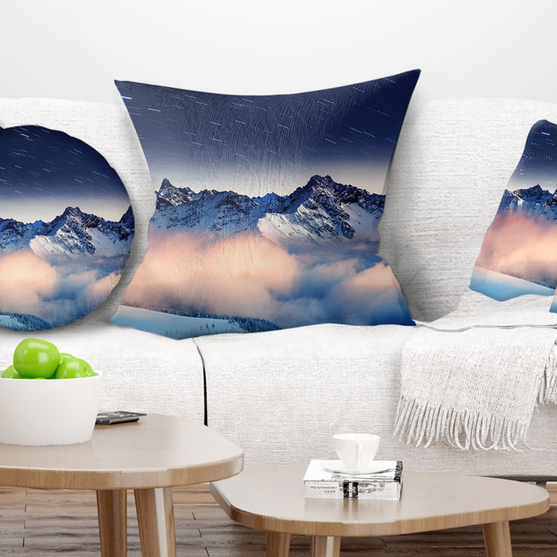 Coussin Milky Way Over Frosted Mountains, 16 po x 16 po, Coussin décoratif