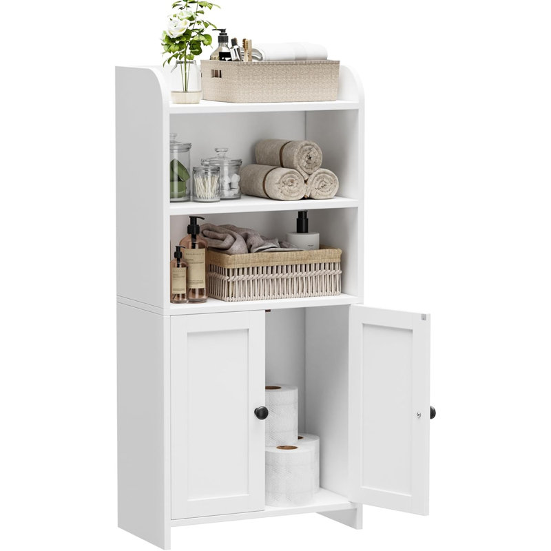 Small Bathroom Storage Cabinet with 2 Doors, White