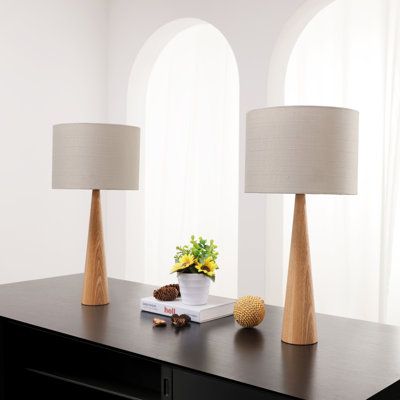 Lampe de table en bois massif naturel 20 po Manveen