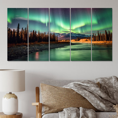 Yukon Northern Lights Beauty I - Canadian Canvas Print - 5 Equal Panels