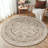 4' Round Medallion Stain-Resistant Beige Area Rug-1598975963