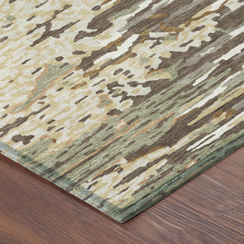 Tapis abstrait lavable à la machine intérieur / extérieur ACN2839, Café, Tapis de couloir 2 pi 3 po x 7 pi 6 po