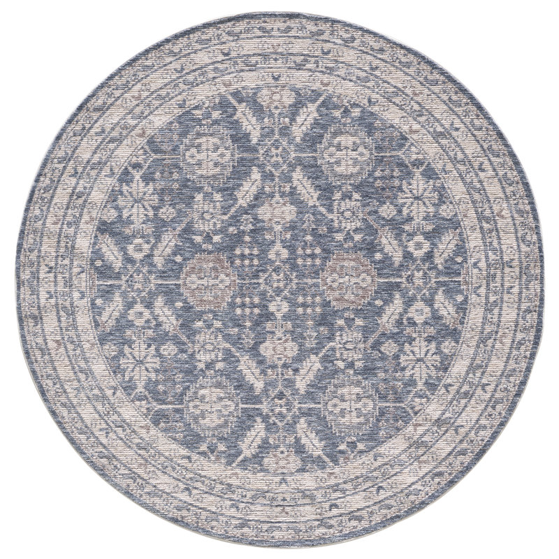 Mira Greenwich Machine Woven Performance Area Rug - Denim - 7'10" Round, 7'10" Round