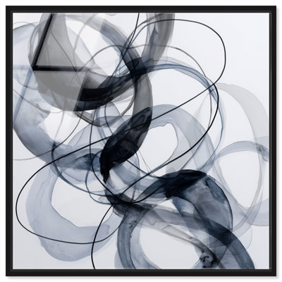 Tableau minimaliste Smoke Rings II, impression acrylique encadrée, par Art Remedy, cadre noir, 20 x 20 pouces